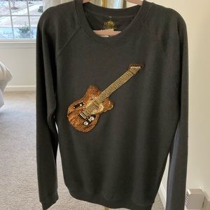 Washed denim embellished sweatshirt